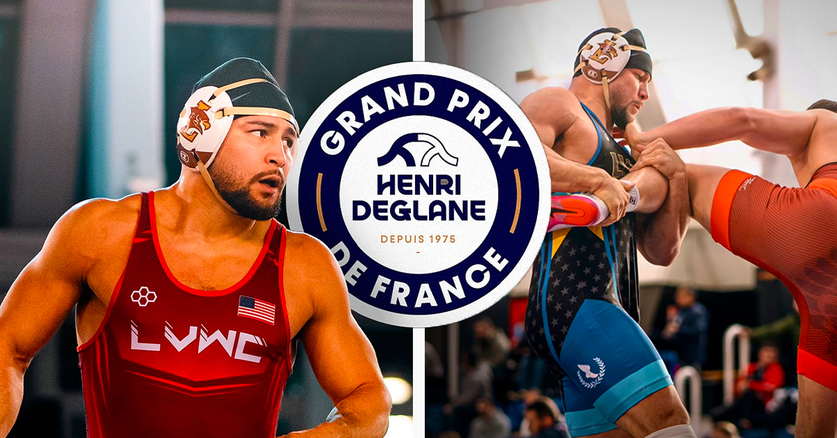 Mike Macchiavello wrestling at the 2025 Henri Deglane Grand Prix